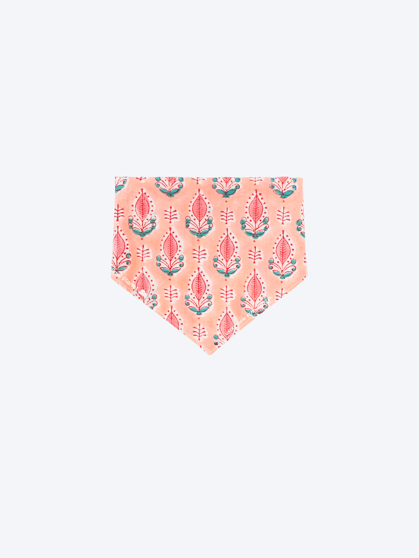 Twilight lavender block print Indian cotton bandana laid flat in scarf style on a white background
