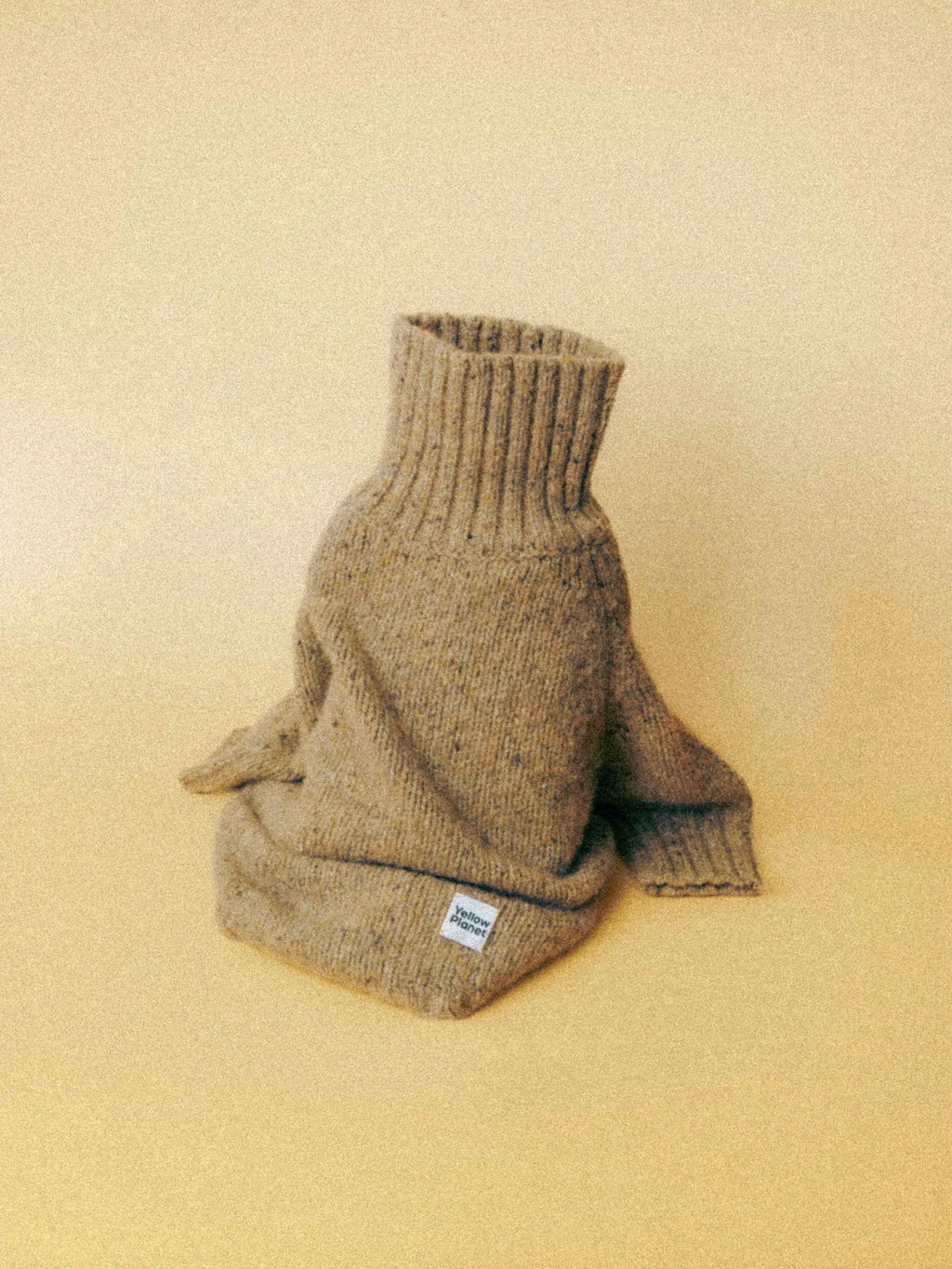 Main product view of the Walnut Tweed alpaca-wool dog sweater featuring a thick ribbed high-neck design.