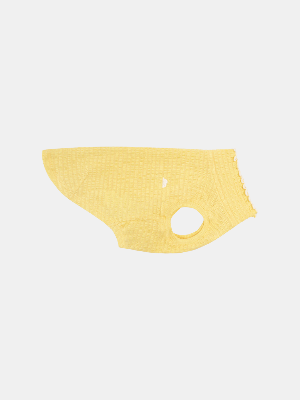 Colorful Daily Series Wavy 3D Pleated Pet Vest in pale yellow, side view on white background
