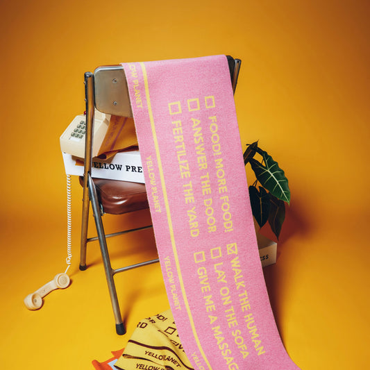 DOG-Sophy Series "WOOF" Theme Wool Reversible Two-Tone Scarf for Human Pink & Pale Yellow Reversible Two-Tone F