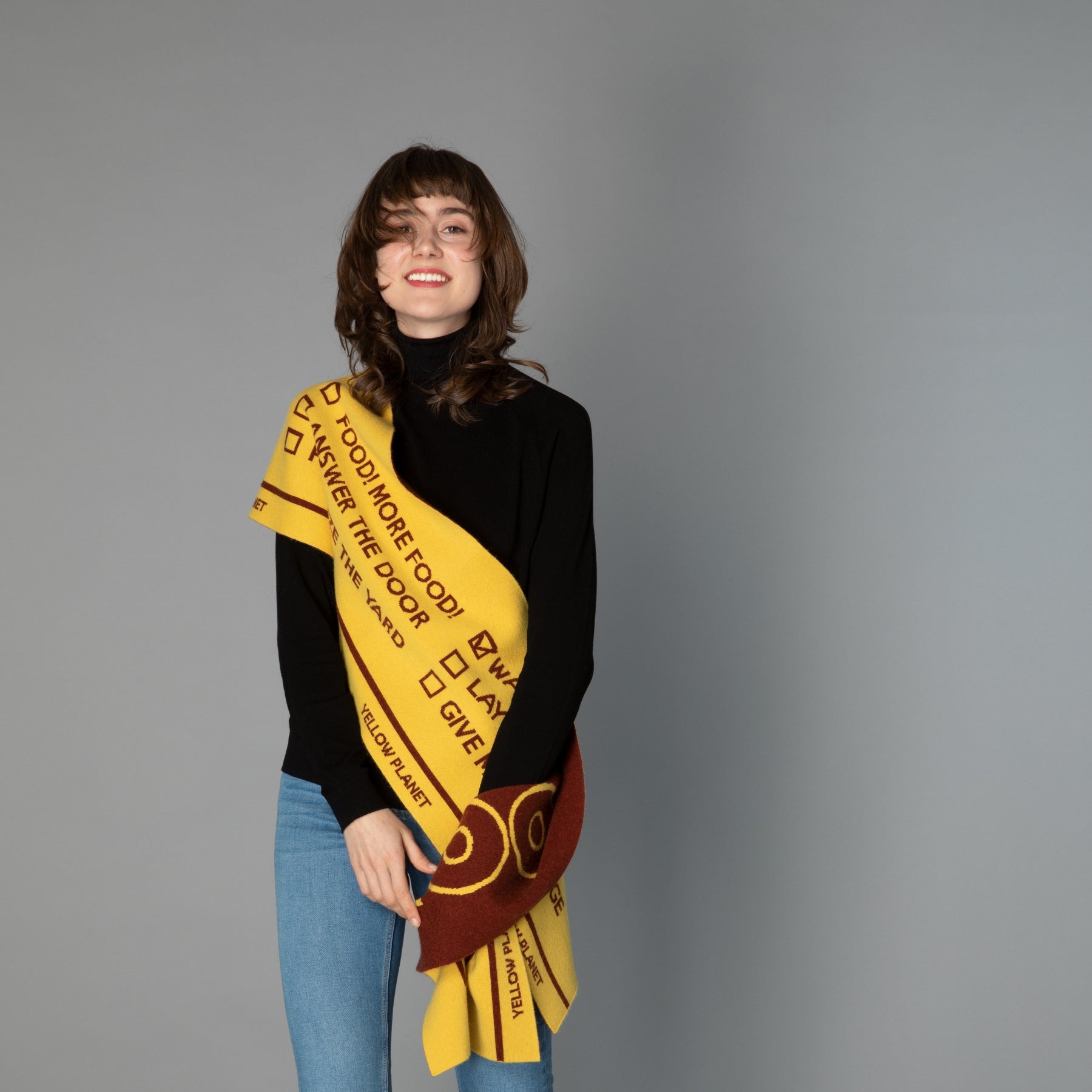 DOG-Sophy Series "WOOF" Theme Cashmere & Wool Reversible Two-Tone Scarf for Human