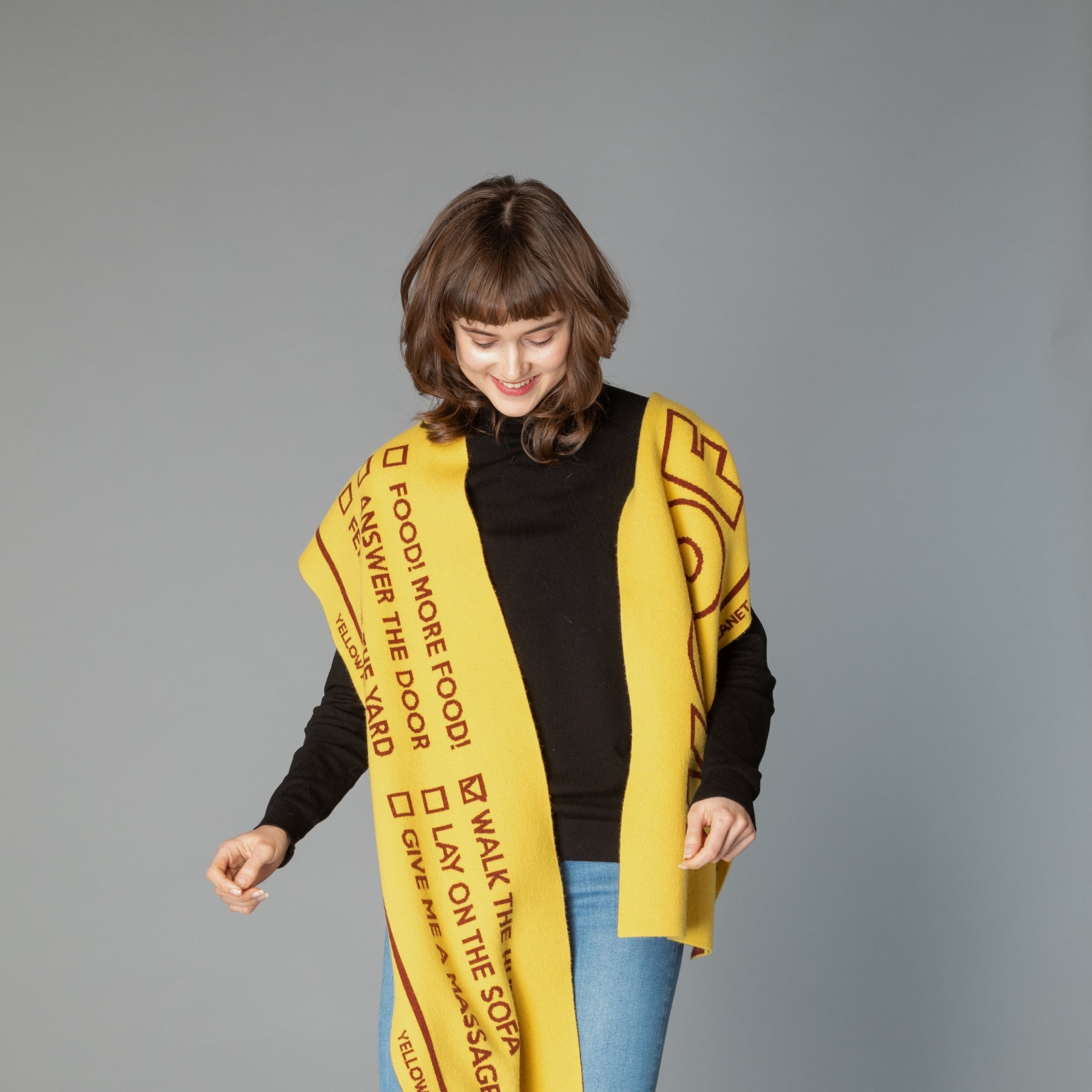 DOG-Sophy Series "WOOF" Theme Cashmere & Wool Reversible Two-Tone Scarf for Human