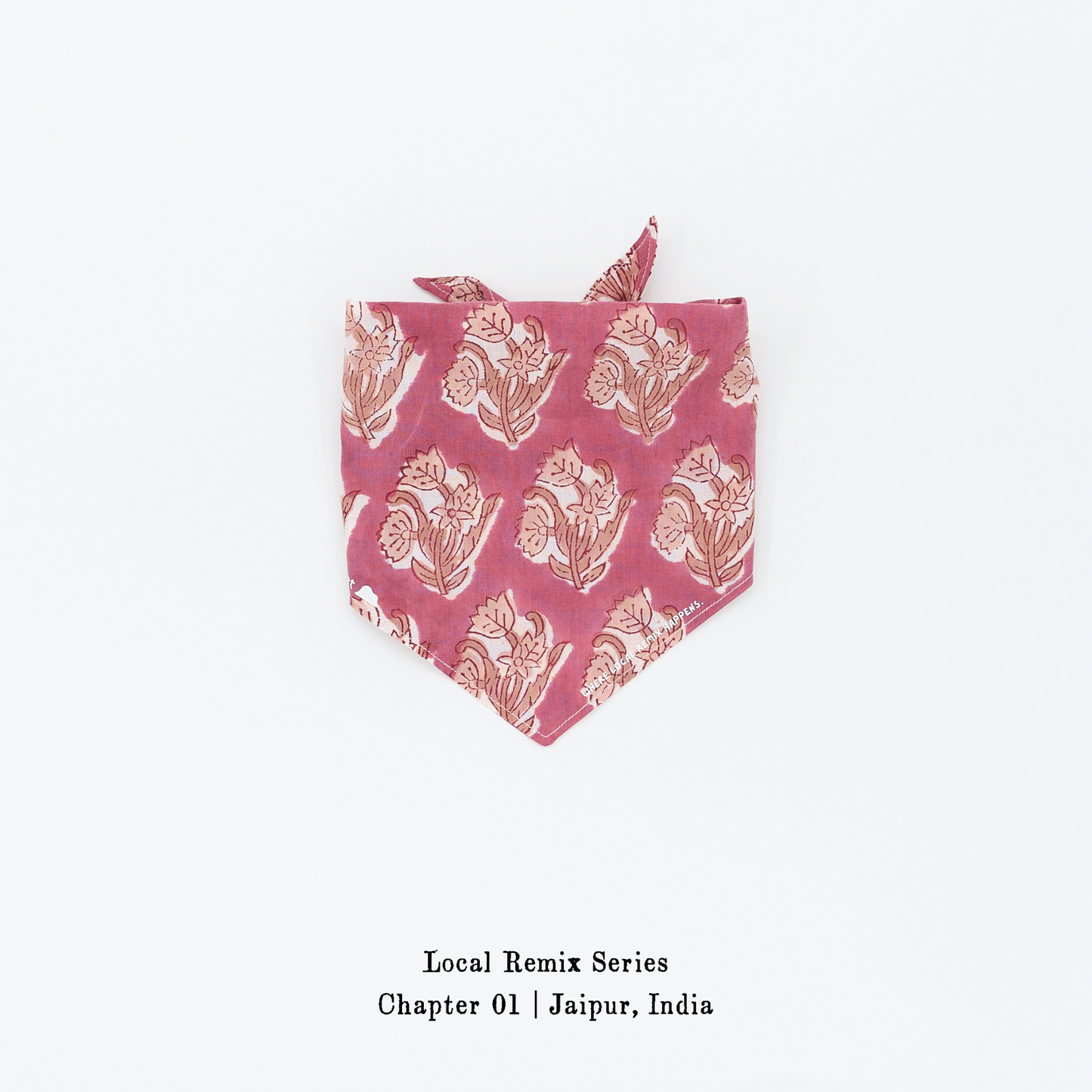 Yellow Planet® Local Remix Triangle Bandana Vol. 2 in Plum_Tree, hand block printed cotton from Jaipur, product image on white background.